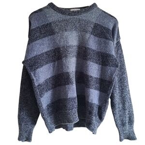 Vintage Morgan Blue Alpaca Wool Blend Geometric Crewneck Sweater Large‎ Italy